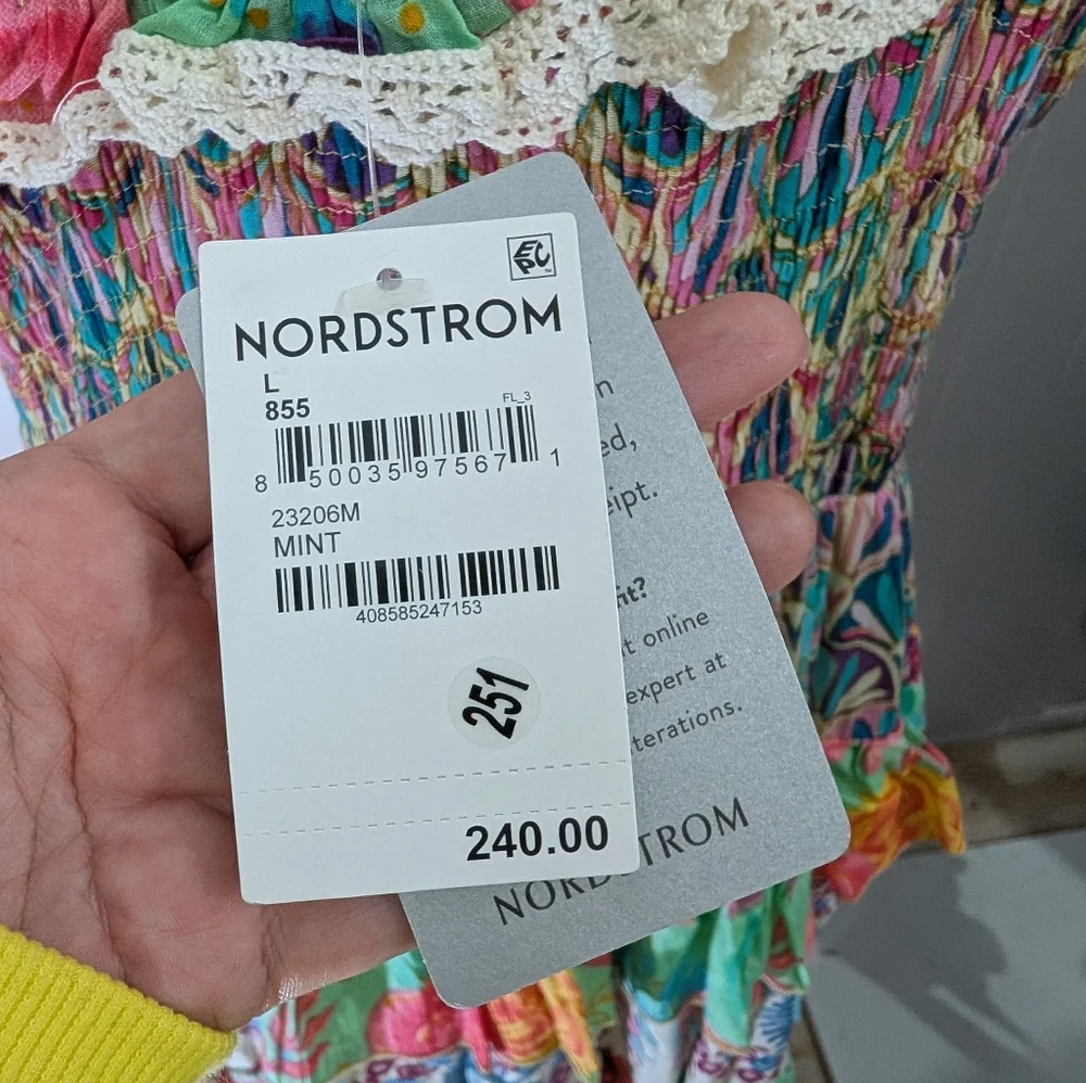 Anthropologie BAROK PARIS Mixed Print Tier Cotton Dress New With Tags Size Large - Picture 6 of 10